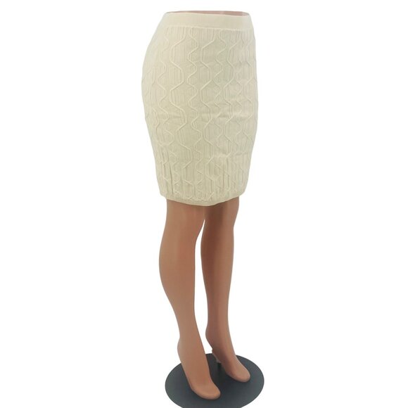 NWT Free People Ivory Cable Knit Mini Skirt L | Soft Grunge Boho Coastal Cowgirl - Picture 6 of 11